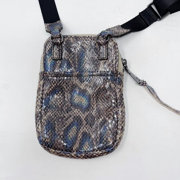 Aimee Kestenberg Snakeprint Just Saying Stadium Crossbody Bag Bejeweled Leather - Picture 8 of 10